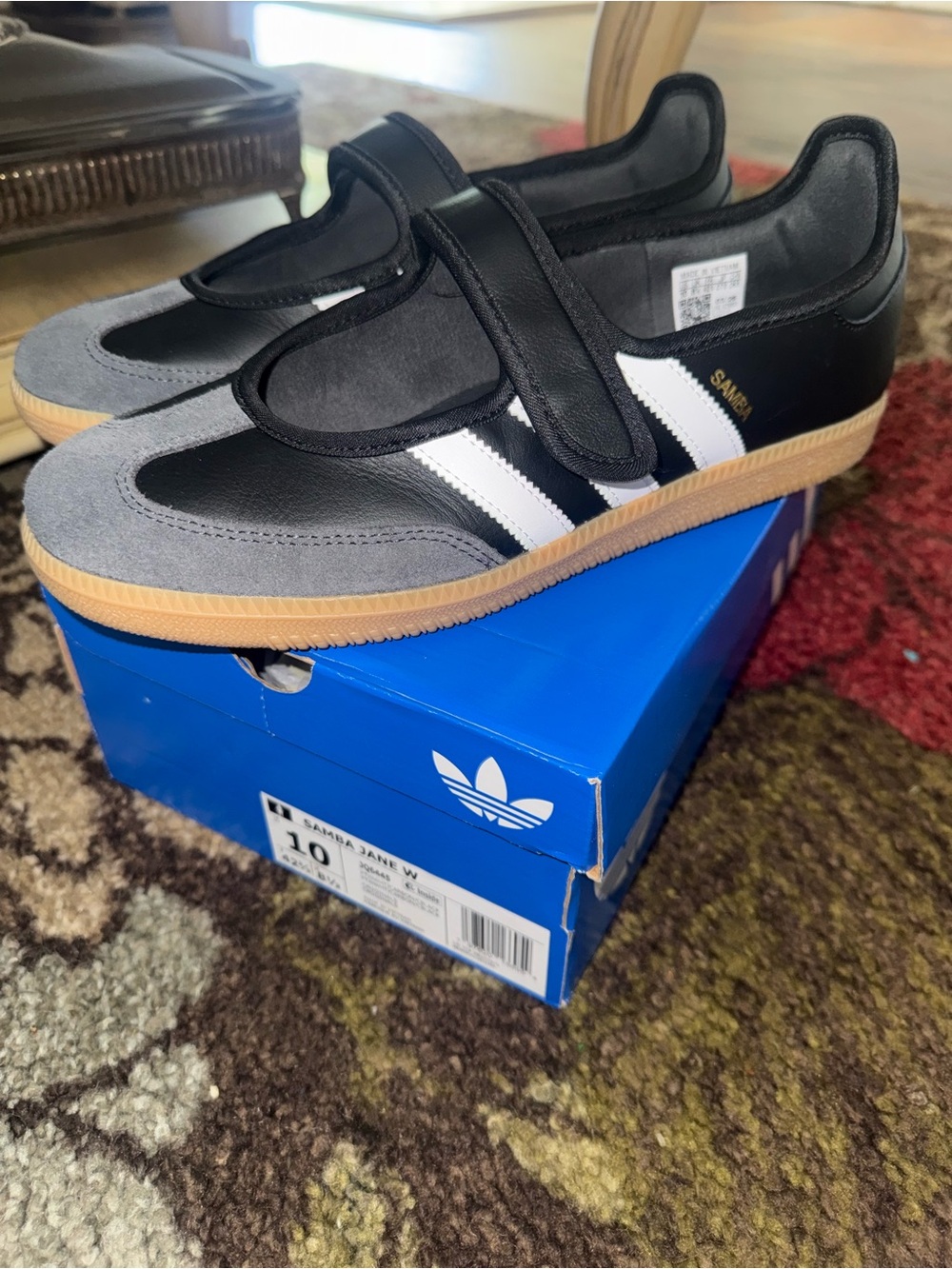 adidas Samba Mary Jane Black, Gray & Gum Sole